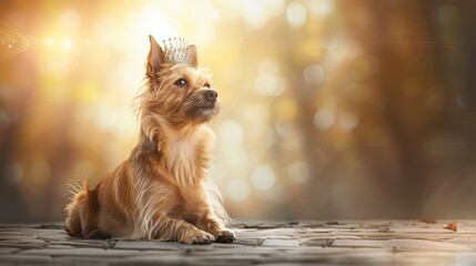 yorkshire terrier in the crown Generative AI - obrazy, fototapety, plakaty