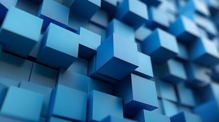 Abstract 3d background blue geometric square shapes 