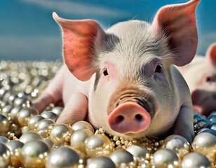 Pigs and pearls - obrazy, fototapety, plakaty