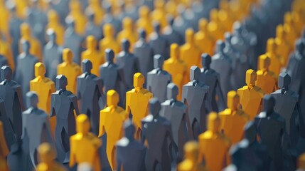 Fototapeta premium Animated figures illustrating a drop in population growth