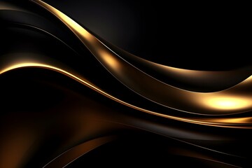 Luxurious Black Lines on Gradient Background with Golden Accents for Futuristic and Design - obrazy, fototapety, plakaty