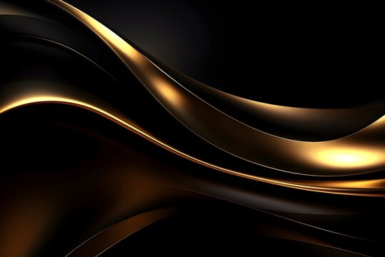 Luxurious Black Lines on Gradient Background with Golden Accents for Futuristic and Design