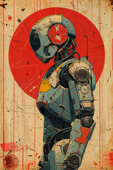 Illustration of a future robot with vintage design vibes
