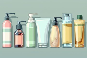 Set of organic cosmetics care in vector style - obrazy, fototapety, plakaty