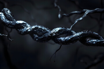 Venomous Tendrils Coiling in the Depths of Gloomy Shadows:A Cinematic 3D Render Masterpiece - obrazy, fototapety, plakaty