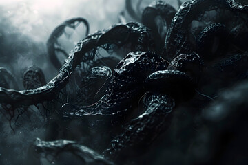 Venomous Tendrils Lurking in the Abyss:A 3D Rendering - obrazy, fototapety, plakaty