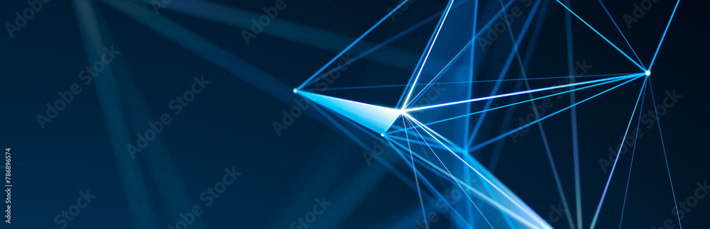 Leinwandbilder Abstract digital communication points. Technological background. Network connection structure. Color plexus effect. 3D