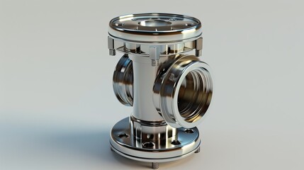 Illustrate an eye-catching 3D view of an isolated piston on a white background