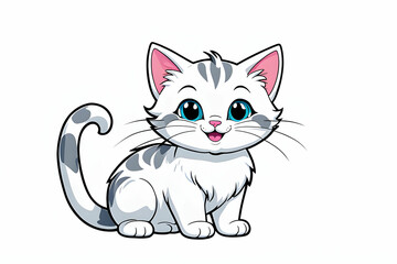 cartoon, cute, character, funny, illustration, anime, cat, pet, kitten, happy, animal, kitty, baby, adorable, design,