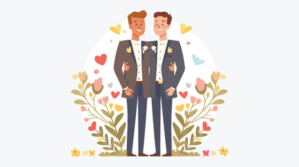 Gay couple marriage and love. Two handsome man standing