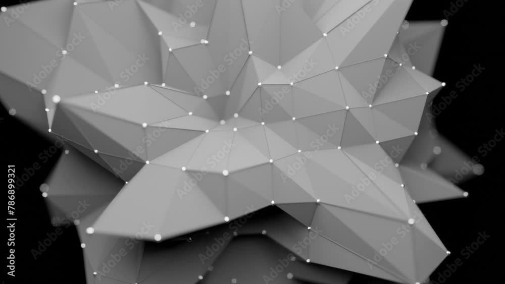Poster seamless loop. abstract geometry moving. depth of field effect. ai computing concept. technology, ma