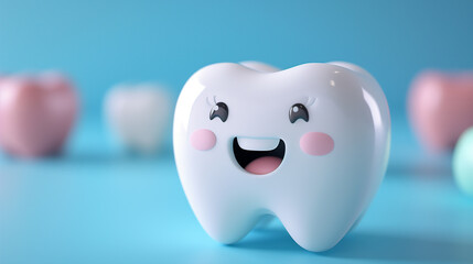 cute tooth 3d kawaii character 