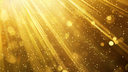 A gold-colored background with a lot of sparkles. The background is very bright and shiny. The sparkles are scattered all over the background, creating a sense of movement and energy - obrazy, fototapety, plakaty