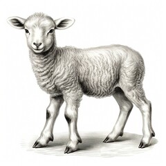 Engraving sheep illustration, vintage style