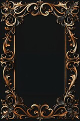 Golden Baroque Frame on Black for Luxurious Themes