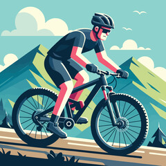 illustration of a male mountain bike athlete