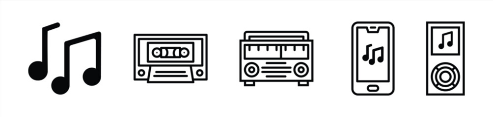 music icon. musical note icon, radio, loudspeaker vector illustration