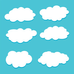 Clouds with blue sky background vector illustration set