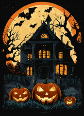 Fototapeta na wymiar halloween background with pumpkin