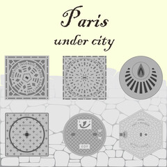 vector collection of Paris sewer manholes - 786903366