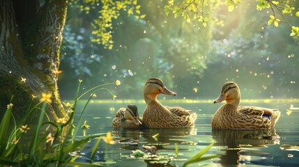 The ducks are enjoying themselves