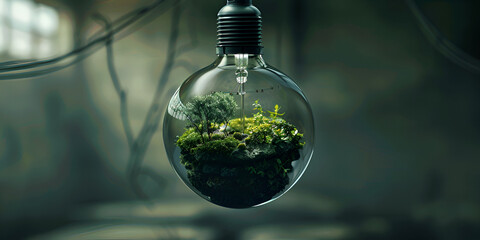 light bulb with plant - obrazy, fototapety, plakaty