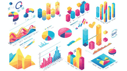 Isometric flat data finance graphic business finance