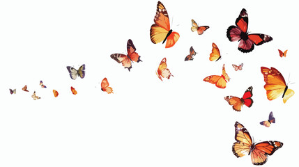 Butterflies design flat vector isolated on white background - obrazy, fototapety, plakaty