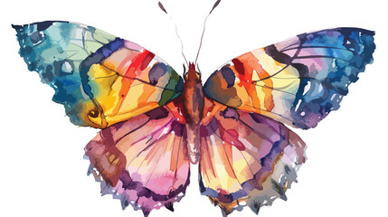 Butterflywatercolor isolated on a white flat vector illustration
