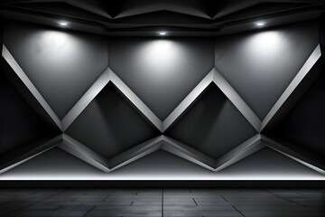 Sleek and Futuristic Concrete Architectural Interior with Geometric Wall Panels and Textured Flooring