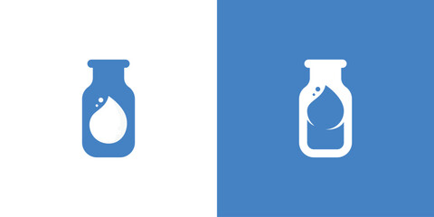 Simple Milk Bottle Logo Icon Symbol Vector Designs Inspiration.