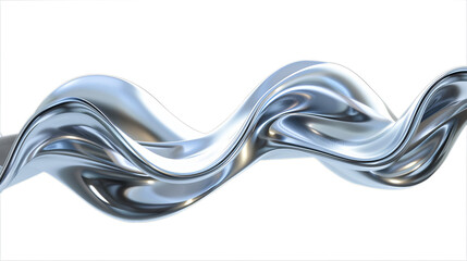 Dynamic metallic waves twist and swirl, forming elegant curves that suggest liquid metal, beautifully isolated against a transparent backdrop