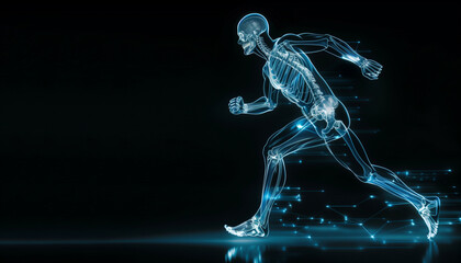 Stylized X-ray Visualization of an Athlete in Mid-Run - 786906541