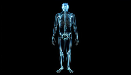 Digitally Enhanced Frontal X-ray View of Human Body on Black Background - 786907365