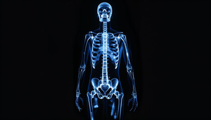 Scientific Display of Human Skeletal Structure in Full-Body X-Ray View - 786907370
