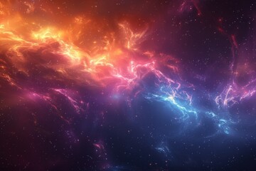 Obraz premium Vibrant digital art representation of a celestial nebula with dynamic red and blue tones