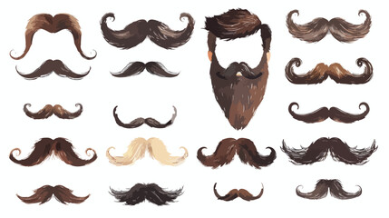Man hair mustache beards collection. Hipster high - obrazy, fototapety, plakaty