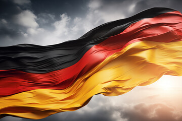 german flag waving, depicting patriotism and national pride Illustration close-up