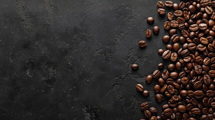 Scattered Coffee Beans Set Against a Sophisticated Black Background
