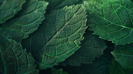 Delve into a mesmerizing illustration of a vibrant green leaf, intricately designed with lifelike textures and details through the innovative use of Generative AI technology.