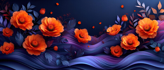 a picture of a beautiful floral background with orange flowers
