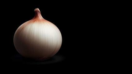 Single vegetable onion on a black background, generative ai