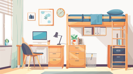 Modern minimalist dormitory bedroom interior design 