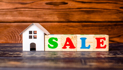 Wooden home and text on the cubes SALE
