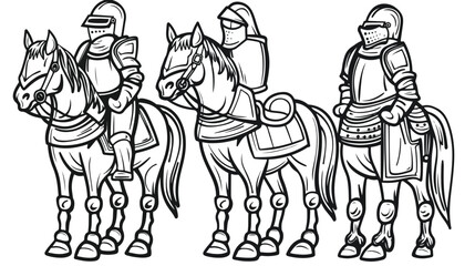 Fototapeta na wymiar Cartoon character of war horse in armour suit vector