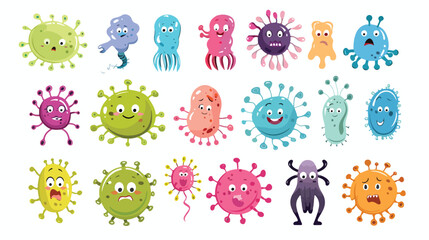 Cartoon comic germ disease microorganism kawaii micro
