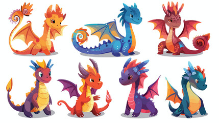 Cartoon cute childrens fairy tale fantasy dragon. Med
