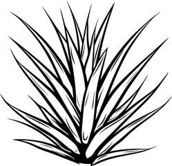 Fototapeta premium Aloe vera plant silhouette icon in black color. Vector template.