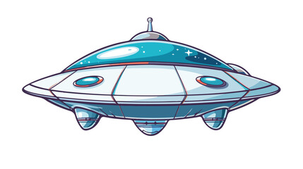 Cartoon doodle kids UFO spaceship. Alien spaceship. F