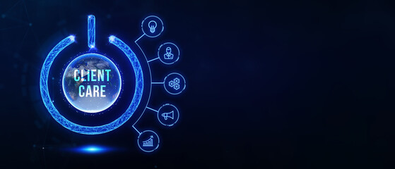 Customer Care Center. Client.  Business, Technology, Internet and network concept. 3d illustration